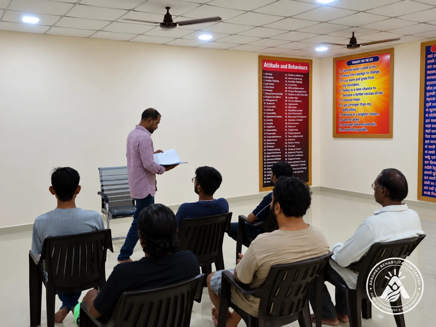A structured group learning session at Aarambh